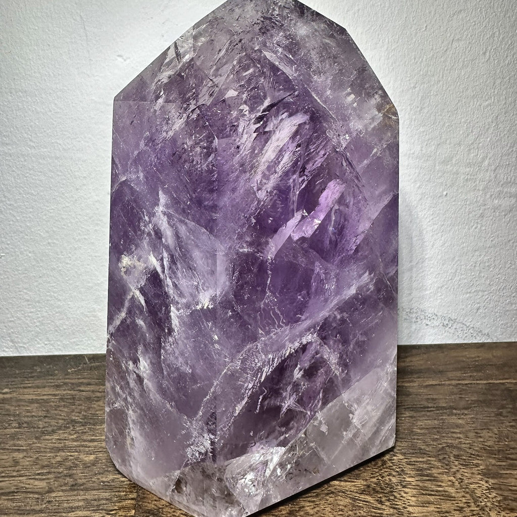 Polished tower of violet amethyst, second view