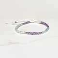 Clarity adjustable bracelet in amethyst, aquamarine and clear quartz