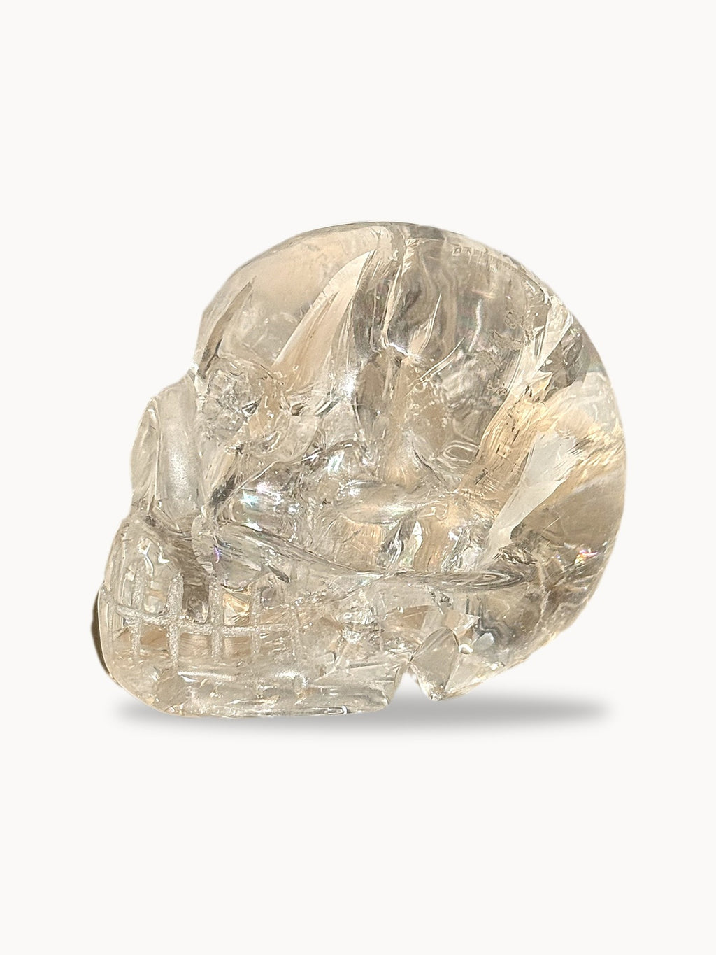 Clear quartz skull, side profile