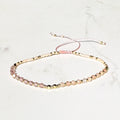 Glow adjustable bracelet in sunstone and strawberry quartz