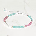 Harmony adjustable bracelet in amazonite, moonstone and pink tourmaline