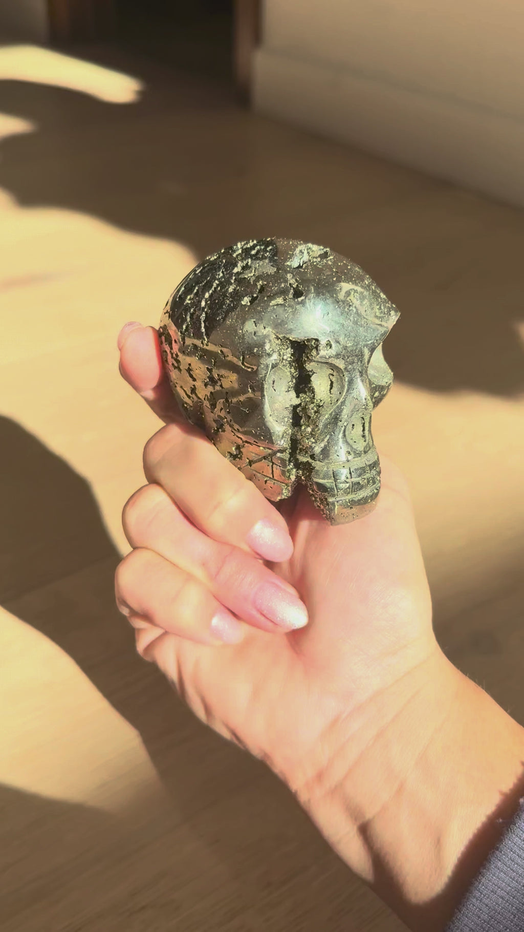Pyrite skull No. 5 shown from every side