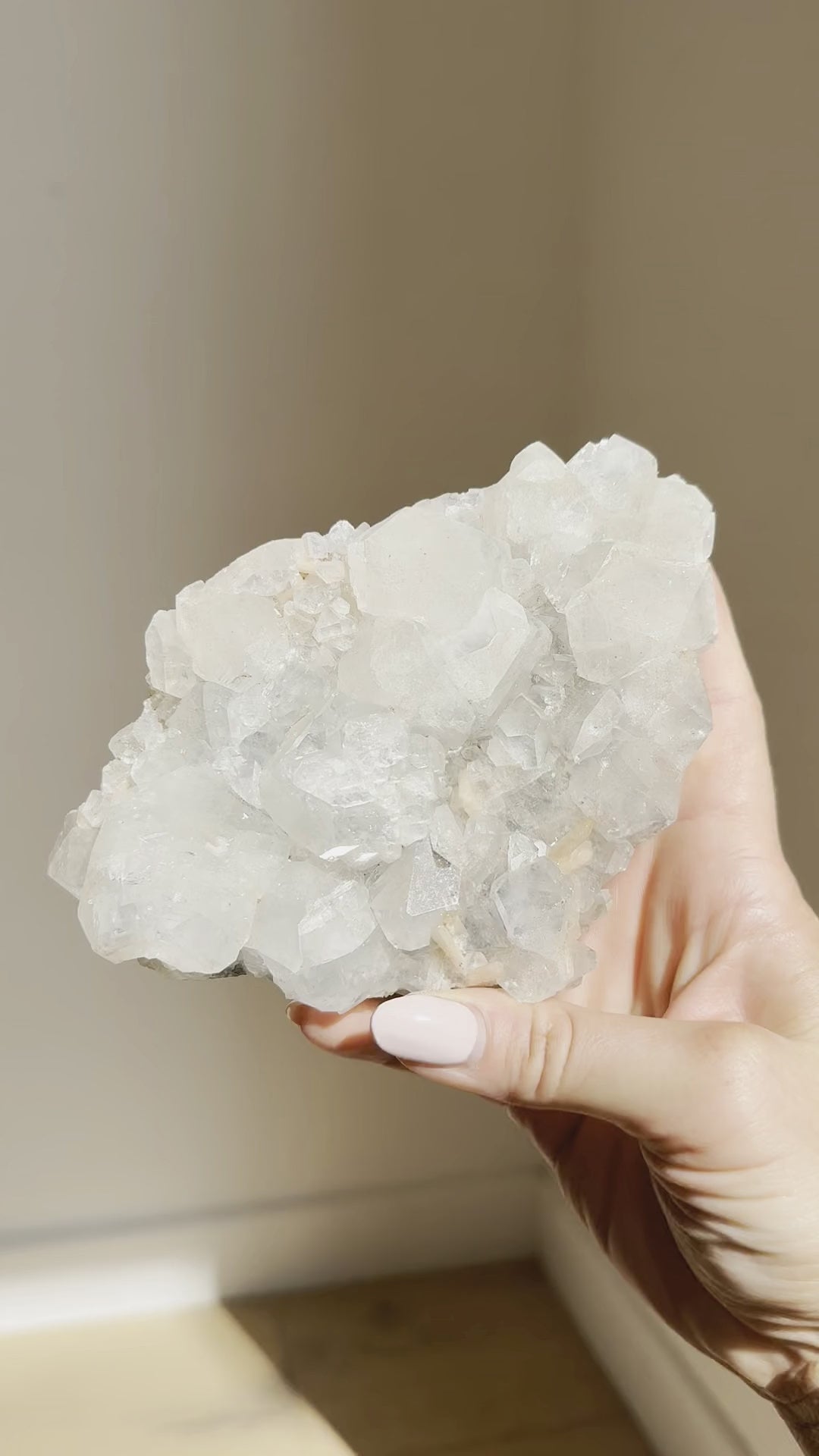 The clear apophyllite cluster catching the light