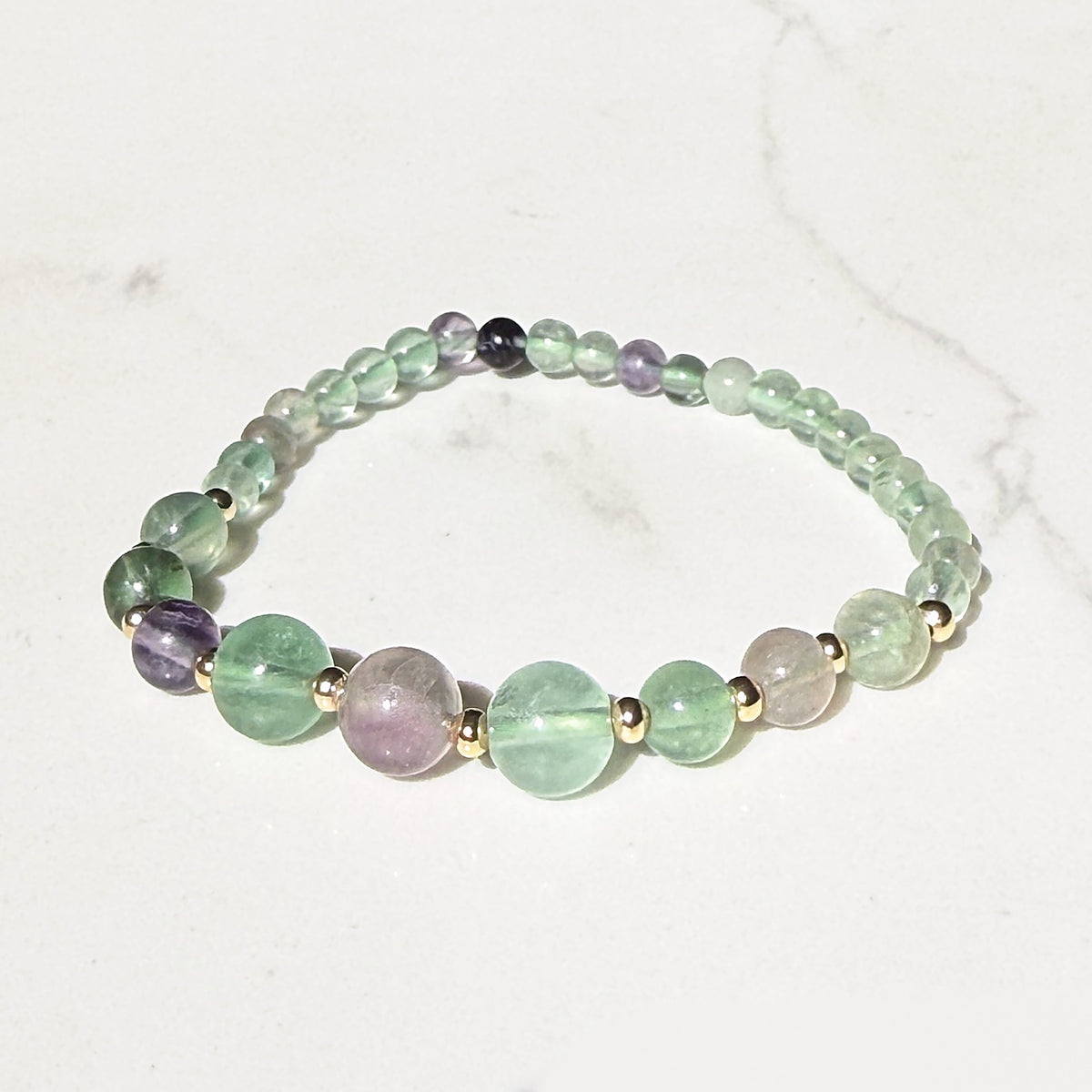 Prism stretch bracelet in mixed color fluorite