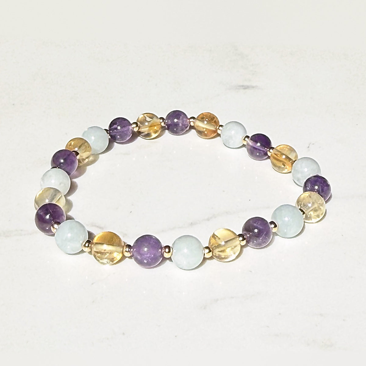 Radiance stretch bracelet in aquamarine, amethyst and citrine