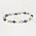 Serenity stretch bracelet in kyanite, peach moonstone and angelite