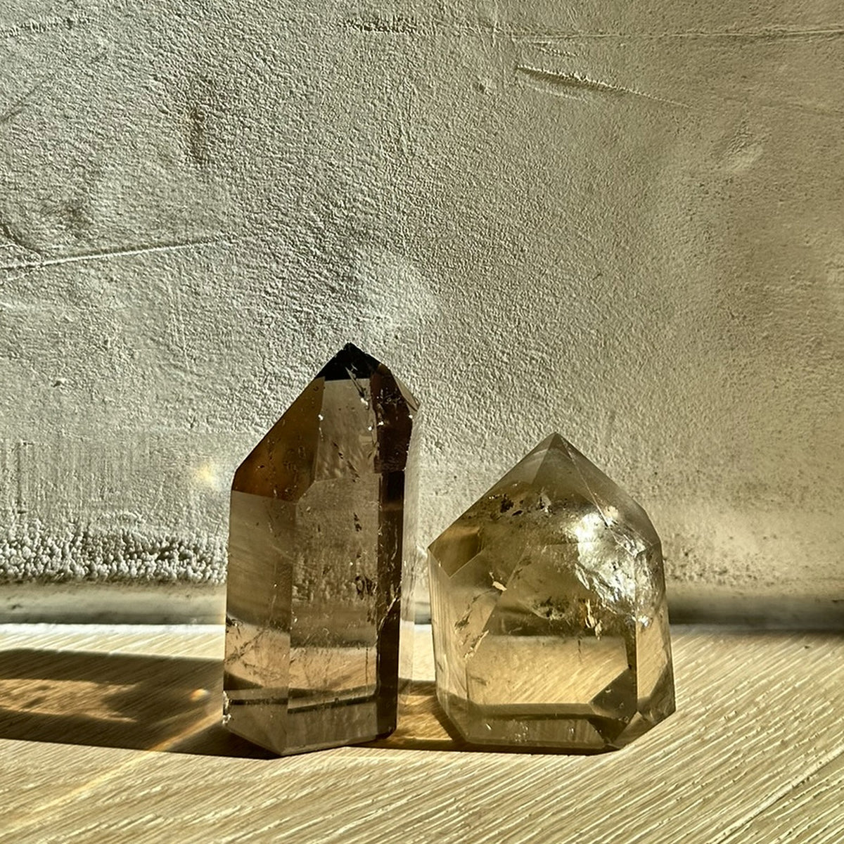 Polished tower of smoky quartz, second view