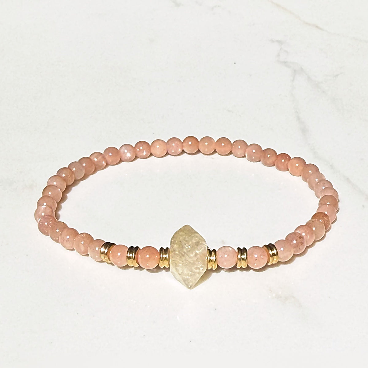 Solstice stretch bracelet in peach moonstone and citrine