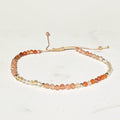 Vitality adjustable bracelet in citrine, carnelian and sunstone