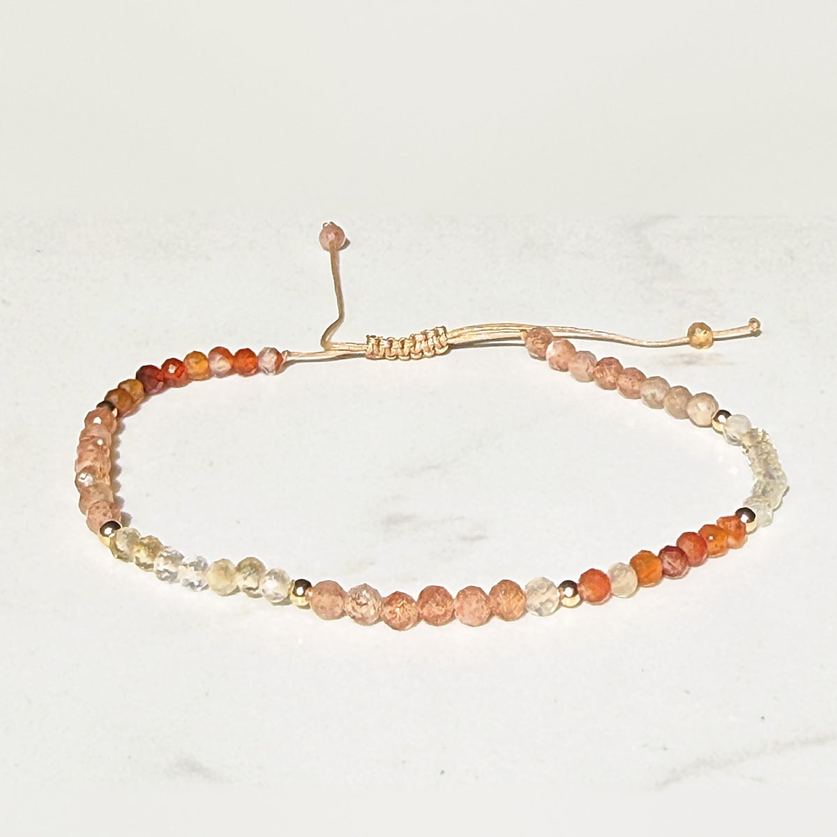 Vitality adjustable bracelet in citrine, carnelian and sunstone