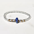 Wisdom stretch bracelet in clear quartz and lapis lazuli